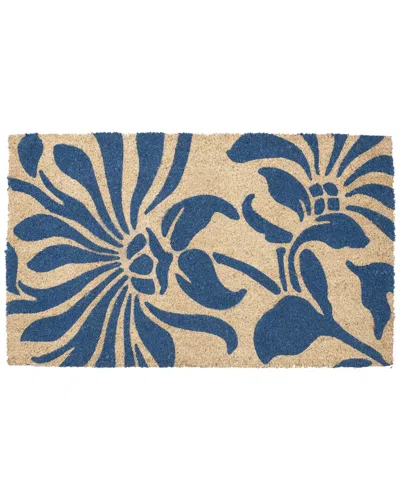 Geocrafts Geo Crafts, Inc Coir Blue Flowers Welcome Mat In Multi