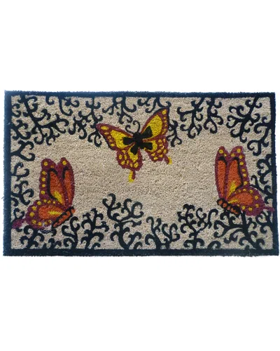 Geocrafts Geo Crafts, Inc Coir Butterflies On Vine Welcome Mat In Multi