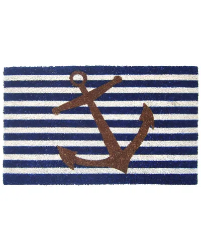 Geocrafts Geo Crafts, Inc Coir Nautical Anchor Stripes Welcome Mat In Multi