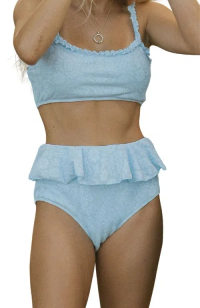 Geode Swimwear Azure High Waisted Bottoms In Blue