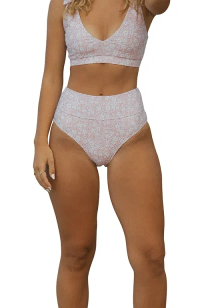 Geode Swimwear Blush High Waisted Bottoms In Pink