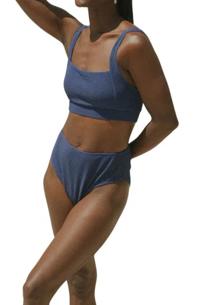 Geode Swimwear Capri High Waisted Swim Bottoms In Blue