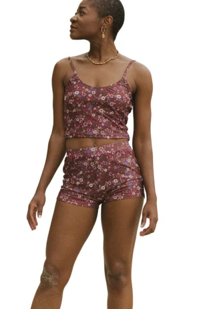 Geode Swimwear Charlotte Scoop Neck Tankini Top In Burgundy