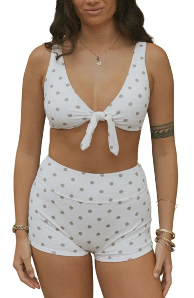 Geode Swimwear Eleanor High Waisted Swim Shorts In White