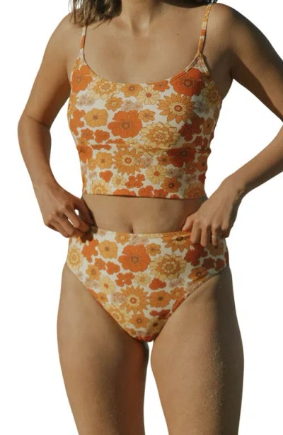 Geode Swimwear Flora High Waisted Bottoms In Multi
