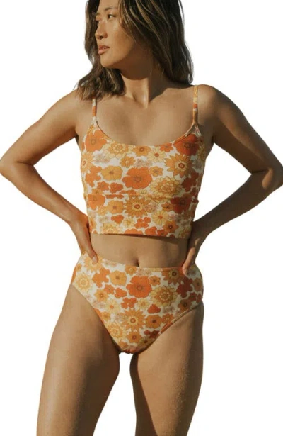 Geode Swimwear Flora Scoop Neck Tankini Top In Multi