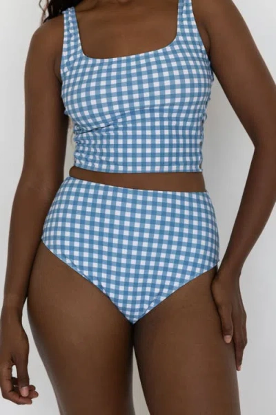 Geode Swimwear Georgia Seamless High Waisted Bikini Bottoms In Blue