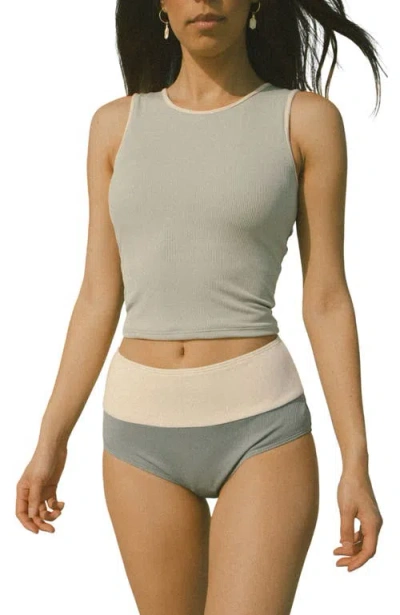 Geode Swimwear Havasu High Neck Tankini Top In Green