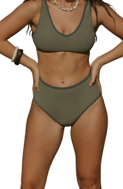 Geode Swimwear Haze High Waisted Bottoms In Brown