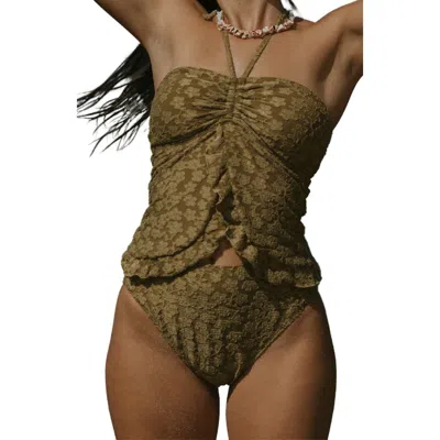 Geode Swimwear Ivy High Waisted Bottoms In Green