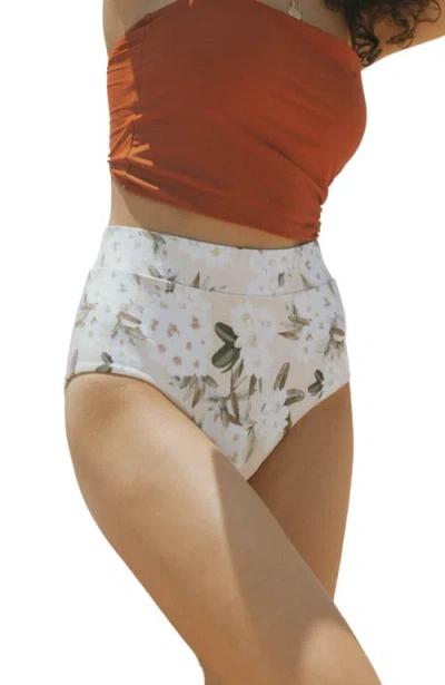 Geode Swimwear Jasmine High Waisted Bikini Bottoms In White