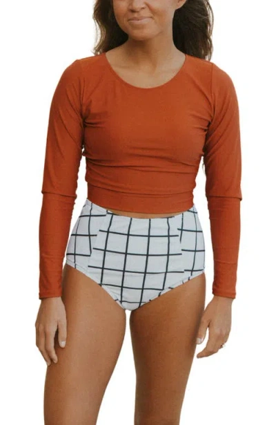 Geode Swimwear Kokkini Long Sleeve Rashguard Top In Orange