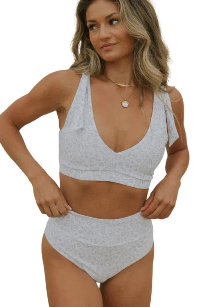 Geode Swimwear Magnolia V Neck Bikini Top In Multi