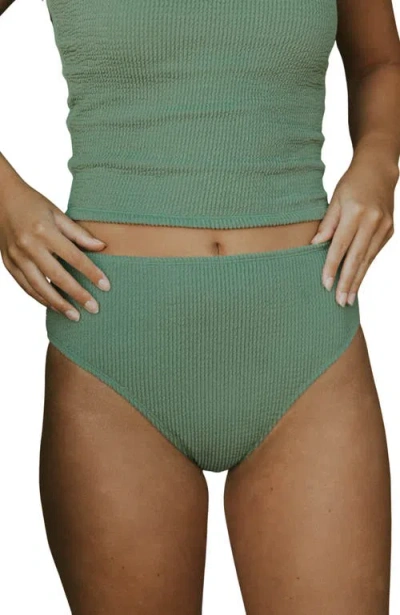 Geode Swimwear Oahu High Waisted Bikini Bottoms In Green