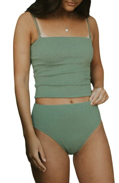 Geode Swimwear Oahu Strapless Tankini Top In Green