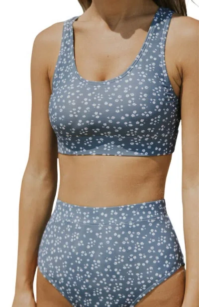 Geode Swimwear Pacific Scoop Neck Bikini Top In Blue