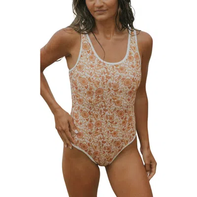 Geode Swimwear Paisley One Piece Open Back Swimsuit In Pink
