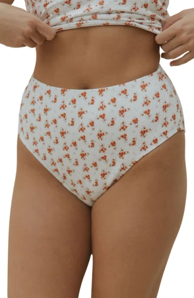 Geode Swimwear Rosie High Waisted Bottoms In Red
