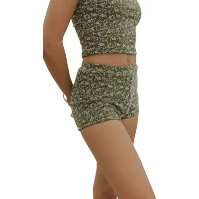 Geode Swimwear Savannah High Waisted Shorts In Green