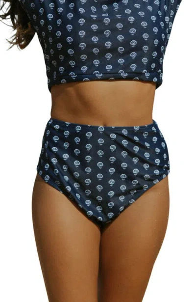 Geode Swimwear Topanga High Waisted Bottoms In Blue