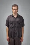 Geoffrey B Small Assymetric Swing Back Exaggerated Volume Short Sleeve Workshirt Hand Dyed