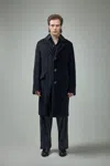 Geoffrey B Small Brc08  Handmade Pure Alashan Cashmere 3-ply Fully-lined Como Silk Long Coat In Blue