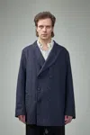 Geoffrey B Small Ev8j10  Handmade Elongated Double-breasted, 6 Buttons, Double Vent Tailored Jacket In Blue