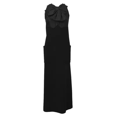Pre-owned Geoffrey Beene 1960's  Black Wool Gown With Large Bow