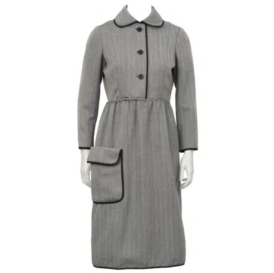 Pre-owned Geoffrey Beene 1960's  Herring Bone Dress In Gray