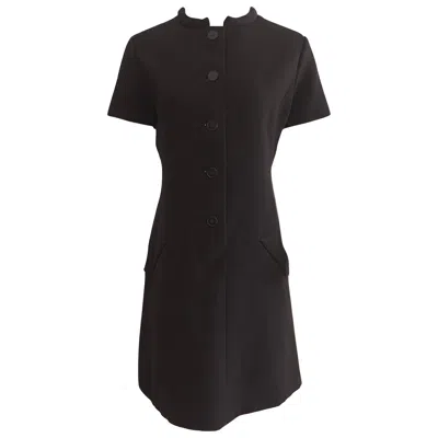 Pre-owned Geoffrey Beene 1960s Chocolate Brown Wool Button Front Dress