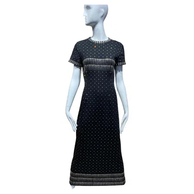 Pre-owned Geoffrey Beene 1960s  Black Knit Studded Jersey Maxi Dress