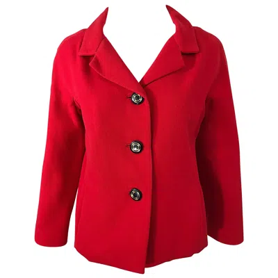 Pre-owned Geoffrey Beene 1960s Teal Traina Lipstick Red Mod Vintage Early 60s Wool Swing Jacket