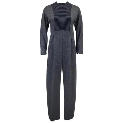 Pre-owned Geoffrey Beene 1980s  Grey Long Sleeve Jumpsuit In Gray