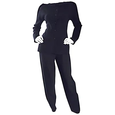 Pre-owned Geoffrey Beene 1990s  Black Crepe Avant Garde Jacket And Pants Suit Ensemble