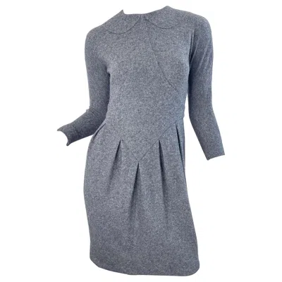 Pre-owned Geoffrey Beene 1990s  Grey Wool Long Sleeve Vintage 90s Gray Dress