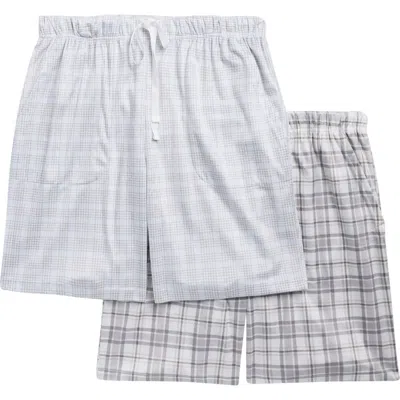 Geoffrey Beene 2-pack Assorted Plaid Pajama Shorts In Gray