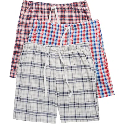 Geoffrey Beene 3-pack Plaid Minky Fleece Lounge Shorts In Multi
