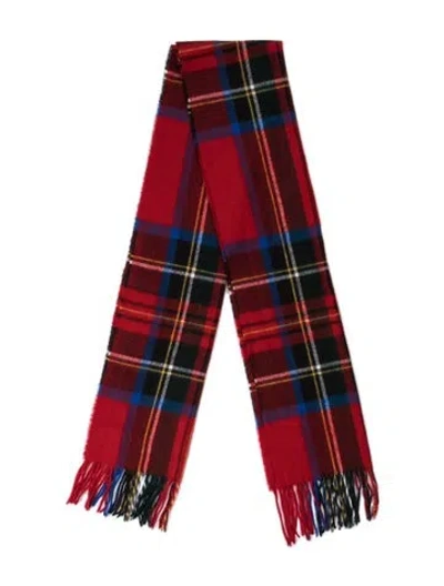 Pre-owned Geoffrey Beene Acrylic Plaid Print Scarf In Red