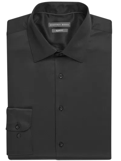 Geoffrey Beene Big & Tall Men's Slim Fit Cotton Blend Spread Collar Dress Shirt In Black