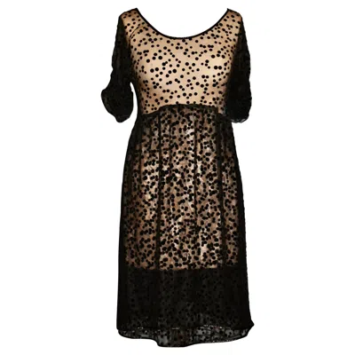 Pre-owned Geoffrey Beene Black And Sheer Dotted Swiss Evening Dress