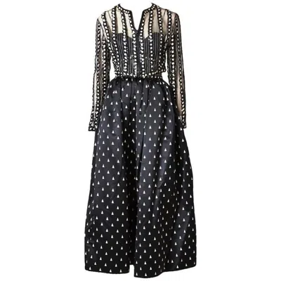 Pre-owned Geoffrey Beene Black And White Gown With Beaded Jacket
