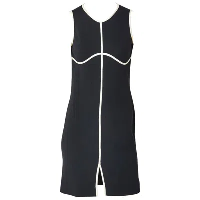 Pre-owned Geoffrey Beene Black And White Wool Jersey Dress