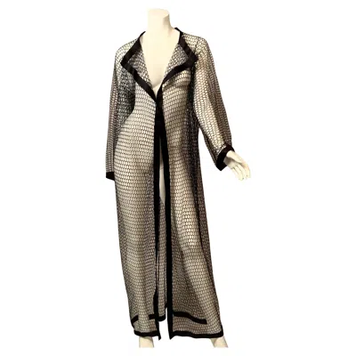 Pre-owned Geoffrey Beene Black Satin Trimmed Open Work Coat Ex Iris Apfel Collection