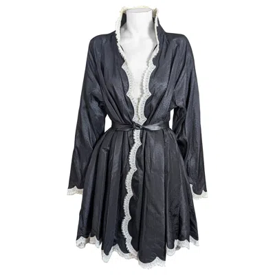 Pre-owned Geoffrey Beene Black Silk Taffeta Lace Swing Jacket
