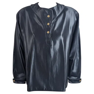 Pre-owned Geoffrey Beene Black Silk/wool Satin Blouse