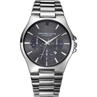 Geoffrey Beene Blue Sapphire Chronograph Bracelet Watch, 42mm In Silver