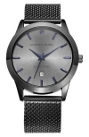 Geoffrey Beene Blue Sapphire Mesh Bracelet Watch, 42mm In Gray
