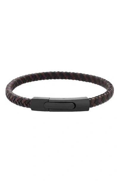 Geoffrey Beene Braided Leather Bracelet