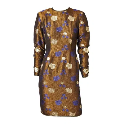 Pre-owned Geoffrey Beene Brocade Dress In Brown
