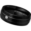 Geoffrey Beene Brushed Stainless Steel Cubic Zirconia Band Ring